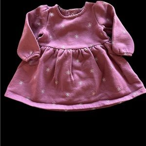 Pink Baby Dress with Snowflake Embroidery